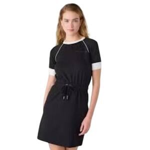 Karl Lagerfeld Black White Drawstring Waist Short Sleeve Jersey Dress Errands, M